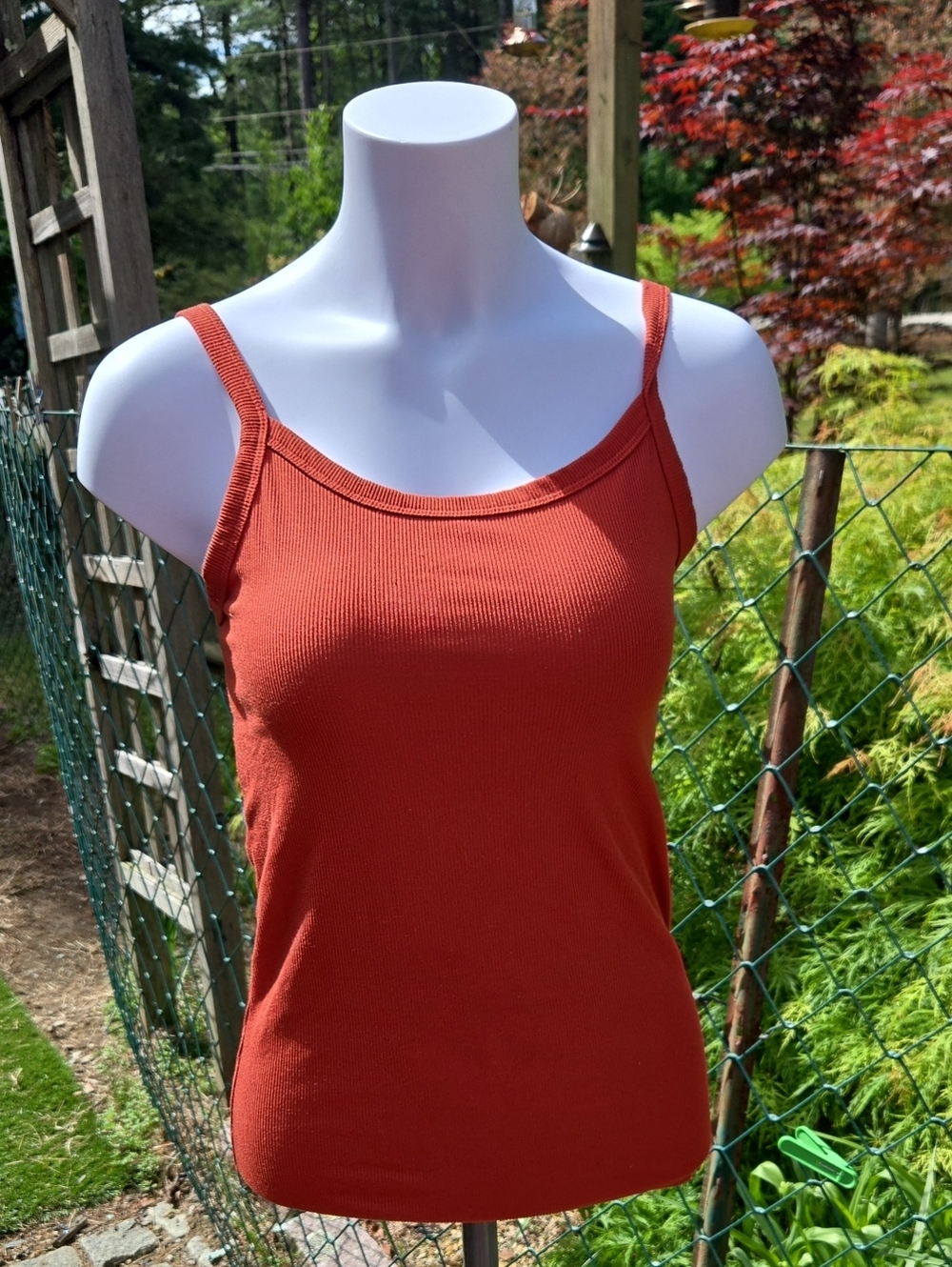 No Boundaries Rusty Orange Slim Rib Tank